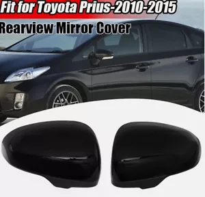 Pair Gloss Black Wing Mirror Cover Caps For Toyota Prius 2010-2015 Left + Right - Picture 1 of 11
