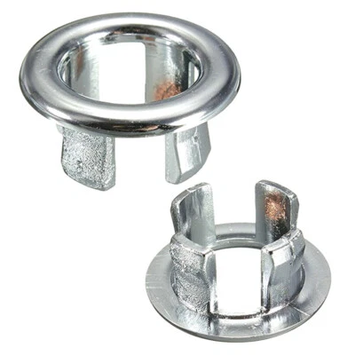 2x Bathroom Basin Sink Spares Overflow Cover Tidy Trim Replacement Chrome - Image 1 of 4