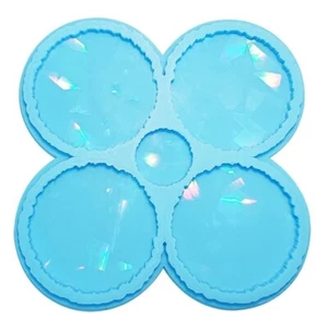 Juego de 4 piezas molde de silicona montaña rusa geoda holográfica molde de resina fundición artesanal epoxi - Imagen 1 de 5
