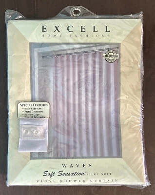 Vintage Excell Vinyl Shower Curtain Lilac Purple Soft Silky Waves 70” x 72” - Image 1 of 4