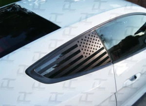 2015-2022 Mustang Flat Black American Flag Rear Quarter Window Accent Decal (2) - Picture 1 of 3