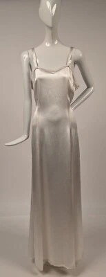 SEXY + SLINKY 1930’ SHINING WHITE SATIN LONG DRESS - Image 1 of 4