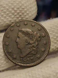 1817 Large Cent N.4 R.3 Major Die Break Under Date Bold Details - Picture 1 of 13