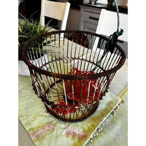 Vintage metal clam basket with net bag; hard to find small size - Picture 1 of 9