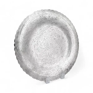Vintage Arabesque 900 silver dish hand-engraved Egyptian Cairo assay circa 1945 - Picture 1 of 15