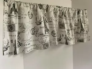 Valance französisches Paris-Thema Holzkohle auf cremefarbenem Stoff maßgeschneidert mit Behandlung - Bild 1 von 6