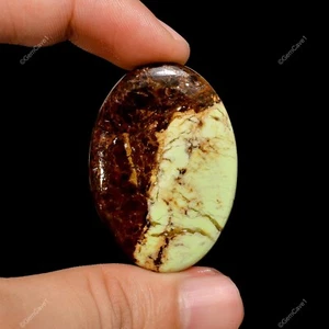 40.00 Cts Lemon Chrysoprase Loose Gemstone Oval Cabochon Natural 40X28X4 mm - Picture 1 of 6