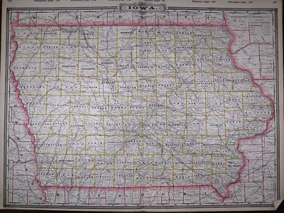 Mapa 1889 ~ IOWA ~ (XL17x23) Coloreado - Buen Estado - Envío y devolución gratuitos - #011 Foto 1 de 2