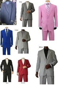 Men’s Formal Suit 2 piece two button solid colors Jacket & Pants 702P - Picture 1 of 10