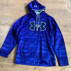Under Armour Blue Loose Hooded Sweatshirt Hoody Top Polyester Long Sleeve Medium - Picture 1 of 5