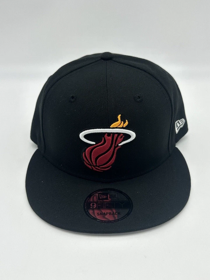 Miami Heat Era 9fifty NBA Adjustable Snapback Hat Cap Flat Brim Black 950