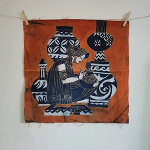 Colgante de pared de tela de algodón Batik, tapiz natural teñido a mano - artista de cerámica - Imagen 1 de 1