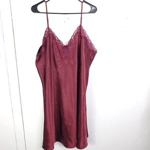 Solange Satin Dress Womens 22 24 Slip Lace Burgundy Lingerie Night Day Sexy - Picture 1 of 8
