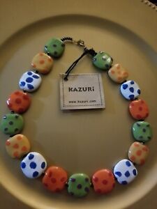 NWT Kenyan Kazuri Glass Art Multi-Color Beaded Statement Piece Necklace 