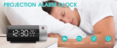 LED Digital Smart Alarm Clock with Temperature Time Projector, LCD Display - Image 1 of 4