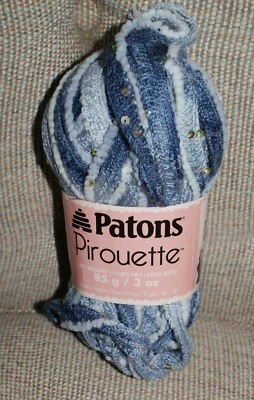 Patons Pirouette Twilight Sparkle Yarn Blue Crochet Craft Yarn - Image 1 of 2