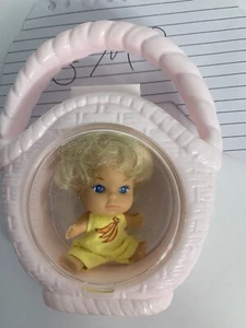 1981 Liddle Kiddle Clone Doll In Basket Purse Blue Eyes UK Made - Picture 1 of 10