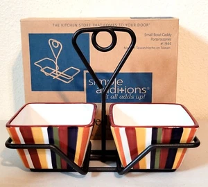 Pampered Chef Simple Additions Bowl Caddy #1944 w/2 Striped Condiment Bowls NIB - Picture 1 of 9