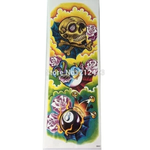 Temporäres Tattoo Totenkopf Rose Tätowierung Design Körperkunst Klebetattoo Bunt - Picture 1 of 3