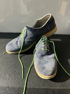 Johnston & Murphy Herren 9 1/2 blau mit grünen Akzenten Lammfell elegante Schuhe - Bild 1 von 9