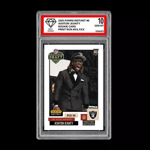 Graded 10 Ashton Jeanty RC Rookie Card 2025 Panini Instant NFL Draft #15 RAIDERS - Picture 1 of 1