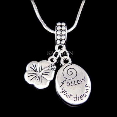 Dreams Hibisco Hawaiano Tropical Flor Floral Cumpleaños Llavero Dije Collar Foto 1 de 4