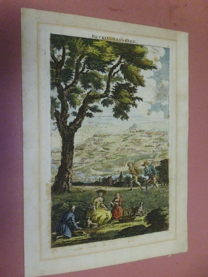 MAPA OLHO DE PÁSSARO 100% ORIGINAL BUCKINGHAMSHIRE POR G BICKHAM C1796 MUITO ESCASSO  - Imagem 1 de 1