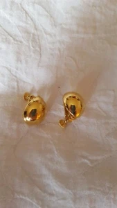 Napier ovale Ohrringe goldfarben verstellbar Schraubverschluss 1" signiert - Bild 1 von 2