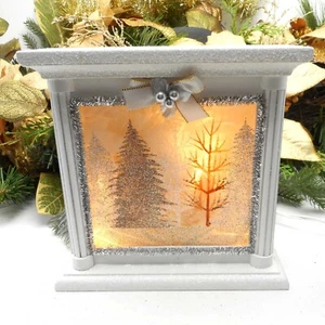 Stony Creek dekorativer beleuchteter Glas silber golden Glitzer Bäume 8" Kamin B - Bild 1 von 12