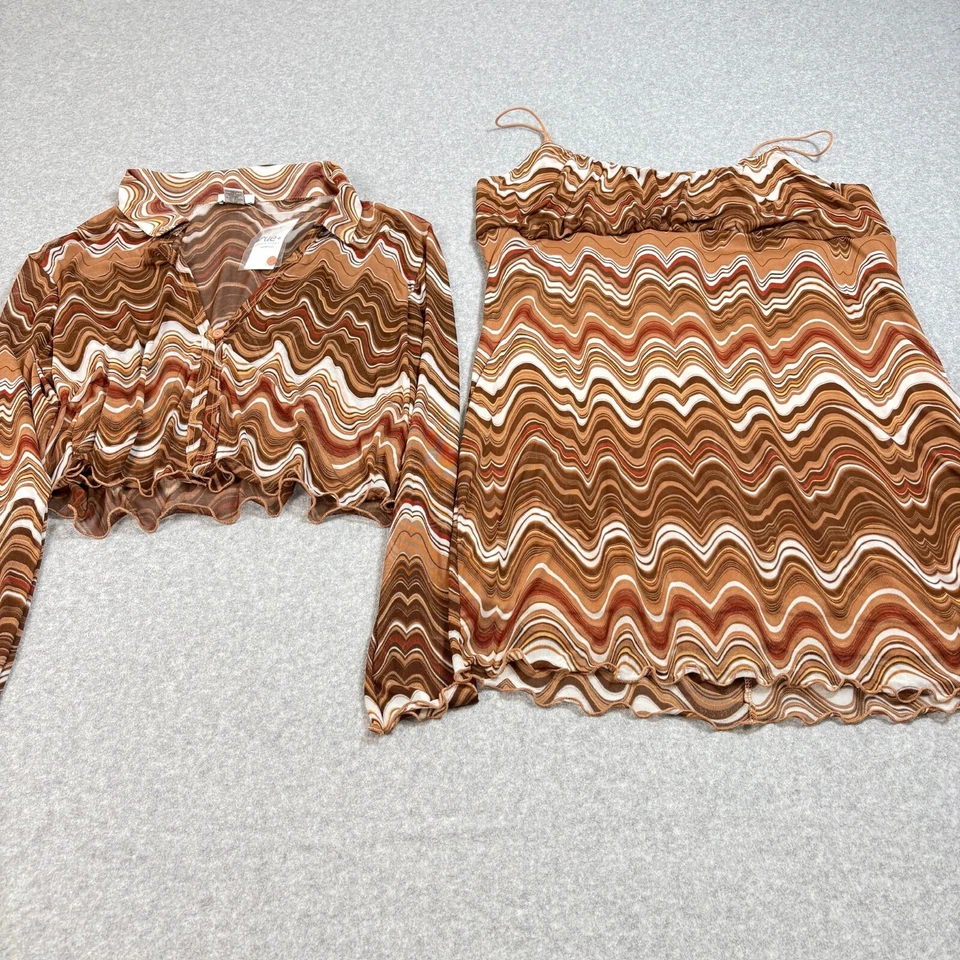 Vestido Mujer Rue 21 2X Naranja Remolino Transparente Chaqueta Hippie Festival Retro Club Y2K Foto 1 de 4