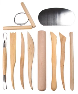 Juego de variedad de 10 herramientas de cerámica arcilla cerámica moldeadores de madera alambre de corte - Imagen 1 de 2