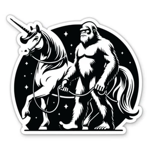 Bigfoot with Unicorn Vinyl Sticker - for Water Bottle Phone Car Tumbler Laptop - Picture 1 of 1