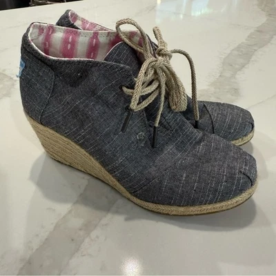 Toms Desert Alpargata con Cordones Cuñas Botines al Tobillo Mujer Talla 8 Negro Cambray Foto 1 de 4
