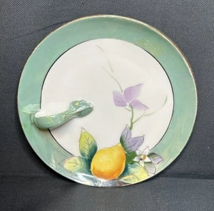 Vintage Noritake grün Glanzgeschirr handbemalt Zitronenschale mit Fingergriff - Bild 1 von 5