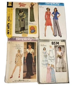 Vintage Sewing Patterns Size 7 Junior Petite Lot Of 4 Simplicity McCall's 1970's - Picture 1 of 6