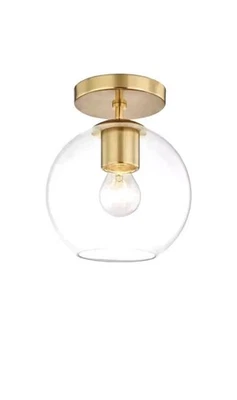 Hampton Bay Vista Heights 8 in 1-Light Aged Brass Semi Flush Mount Ceiling Light - Изображение 1 из 4