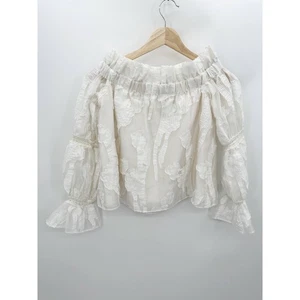 Alexis Raza weißes schulterfreies durchsichtiges Organza-Top Damengröße XS - Bild 1 von 9
