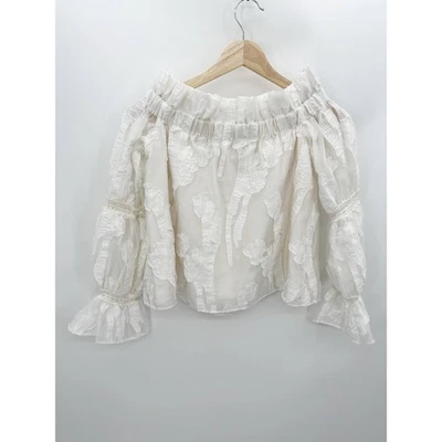 Top de organza diáfano con hombros descubiertos blanco Alexis Raza para mujer talla XS Foto 1 de 4