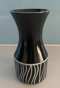 Hornsea Keramik schwarz Sgrafitto Tanglewood Vase von John Clappison 984 1960er E473 - Bild 1 von 3