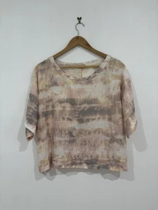 Jag Blouse Top Womens Size M Boxy Blouse Pink Grey Tie Dye 100% Ramie - Picture 1 of 8