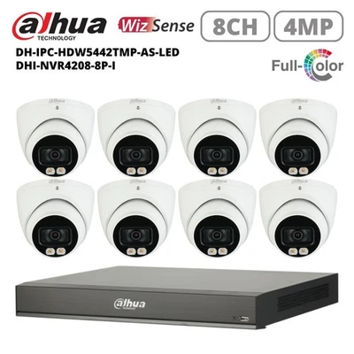 DAHUA KIT 8X 4MP Full-Color WDR Eyeball AI Network Camera & 8 Channel AI NVR - Image 1 of 3
