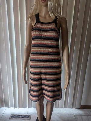 Vestido Free People Crochet Tejido Rayas Boho Festival Verano Informal Pequeño Foto 1 de 4