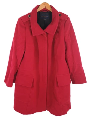 Paul Costelloe Dressage Overcoat Womens UK 16 EU 44 Red Wool Blend Button Up - Image 1 of 4