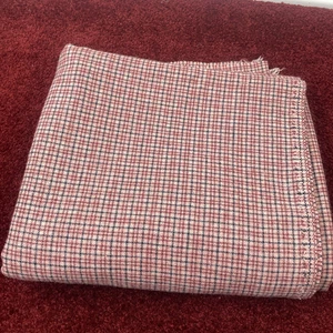 Wool Plaid Check Fabric Material 98x56 Red Black White Woven Quilt Sewing READ - Picture 1 of 7