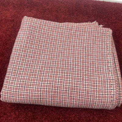 Wool Plaid Check Fabric Material 98x56 Red Black White Woven Quilt Sewing READ - Image 1 of 4