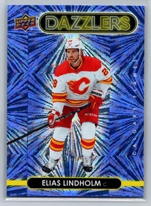 2021-22 Upper Deck #DZ-8 Elias Lindholm Dazzlers Purple Calgary Flames - Picture 1 of 2