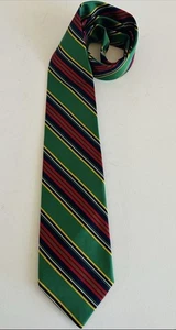 Cravatta Polo Ralph Lauren Made Italy verde righe rosse seta spessa vacanza preppy - Foto 1 di 7