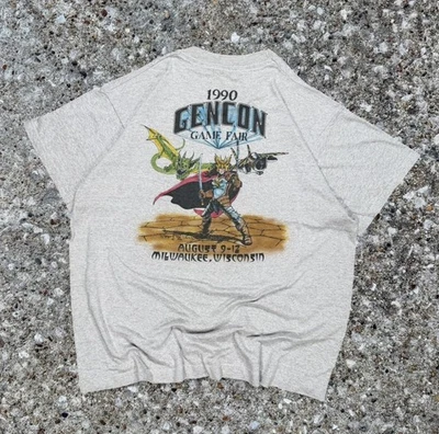Camiseta de colección 1990 Gen Con Videojuego Fair Pantalla Gris Estrellas Magic The Gathering Foto 1 de 4