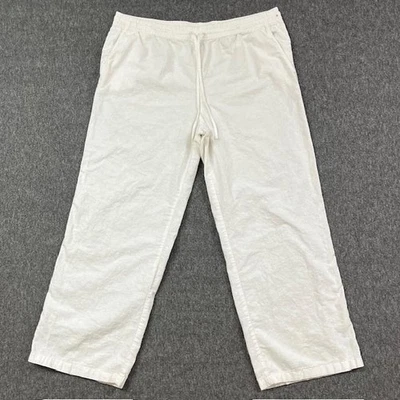 Pantalones H&M Mezcla de Lino Para Hombre XL Blanco Cordón Cintura Elástica Informales Salón Playa Foto 1 de 4