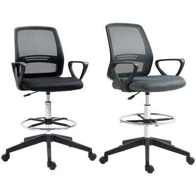 VINSETTO Arbeitsstuhl Ergonomischer Drehstuhl Bürostuhl höhenverstellbar mit Fußstütze